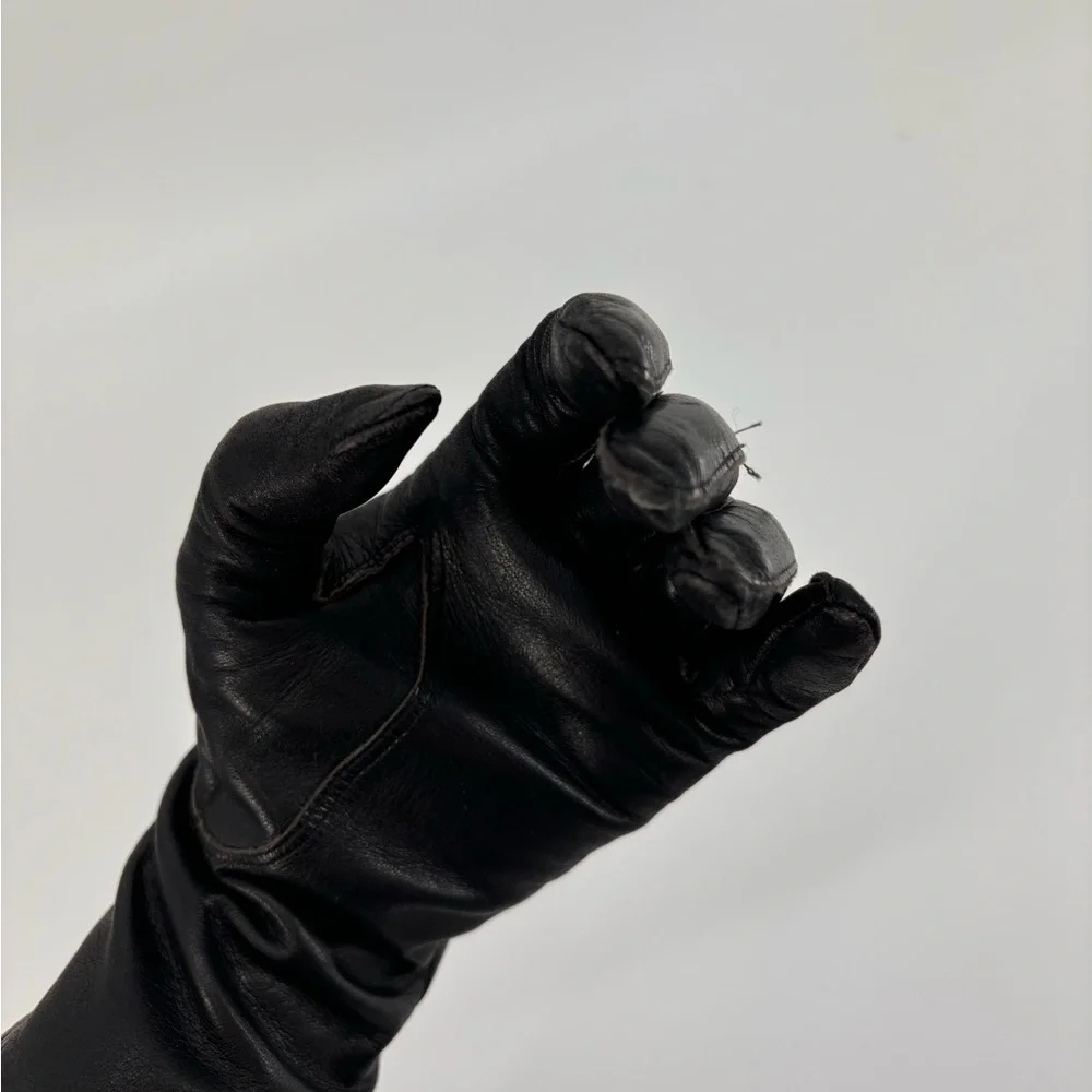 Vintage Gants Black Leather Gloves – 1950s-60s Mid-Length, Nylon Lined